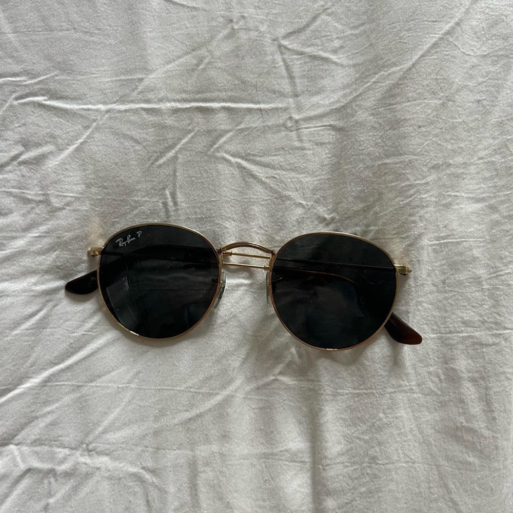 Ray-Ban Gold Frame Sunglasses with Black Lenses